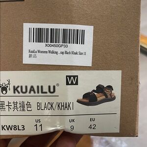 Kuaile Women's Black Khaki Sandals